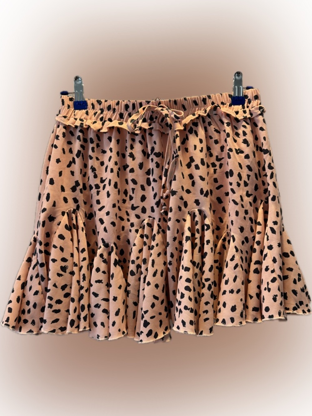 Main Strip Pink Animal Print Ruffle Mini Skirt Size M